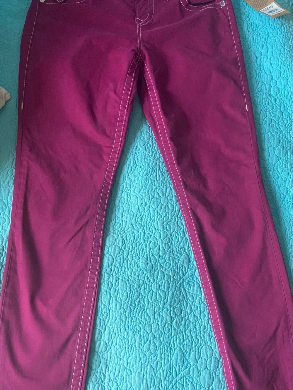 True Religion Women’s Super Skinny Jeans in Boysenberry Pink - Picture 7 of 10